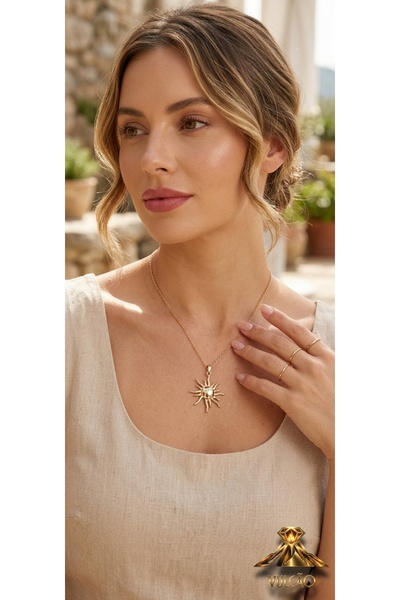 Gold Renk Güneş Model Kolye