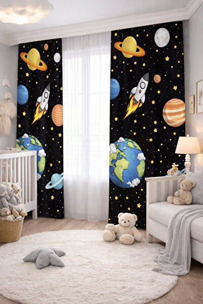 BEYDEX 2 Pieces of Baby Room Children's Room Printed Background Curtains in S...