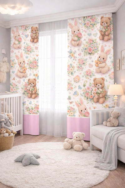 BEYDEX 2 Pieces of Baby Room Children's Room Printed Background Curtains in S...