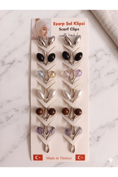 12-Pack Mixed Color Scarf And Shawl Clip Set - Fabric Non-Damaging Needle-Free Buckle