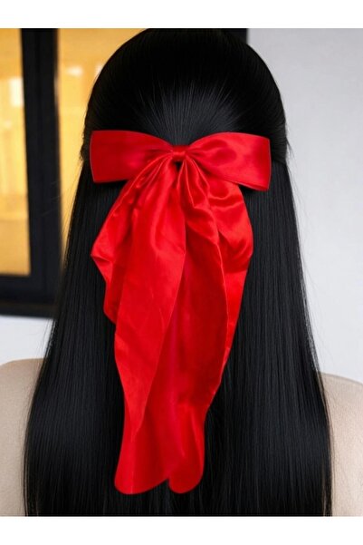 NİLZ Red Satin Bow Detailed Automatic Hair Clip