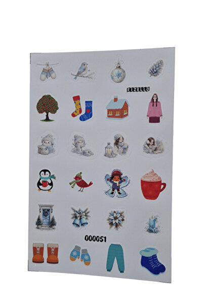 Fizello Σετ αυτοκόλλητων με χειμερινό θέμα - 24 αυτοκόλλητα - Κομμένα με μετα...