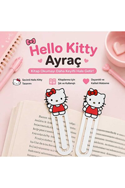 Luvena Hello Kitty Kitap Ayracı Kawaii Sevimli Tasarım Okul Ofis Hediye Kırta...
