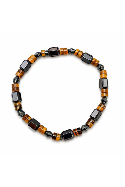 Agatella Tasarım Unisex Bracelet with Tiger's Eye Stone and Hematite Stone – ...