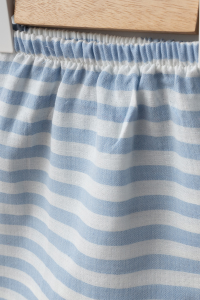 tinibud 5-Piece Baby Boy Hospital Discharge Set Natural Soft Gots Certified 100% Cotton Muslin Blue Striped