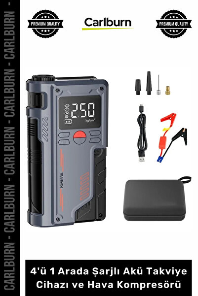 Carlburn Özel Üretim 1000A Jump Starter Powerbank 4'ü 1 Arada Şarjlı Akü Takv...