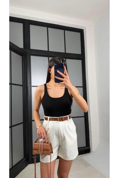 GAUS CO Ecru Belted Shorts Gaus-01392