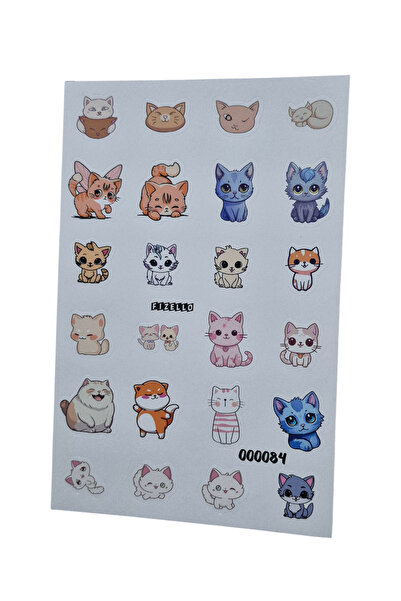 Fizello Cute Cats Themed Sticker Set - 24 Stickers - Foil Cut