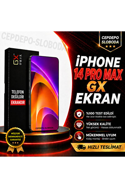 SLOBODA iPhone 14 Pro Max LCD Ekran Dokunmatik Ön Cam Komple %100 Testli GX E...