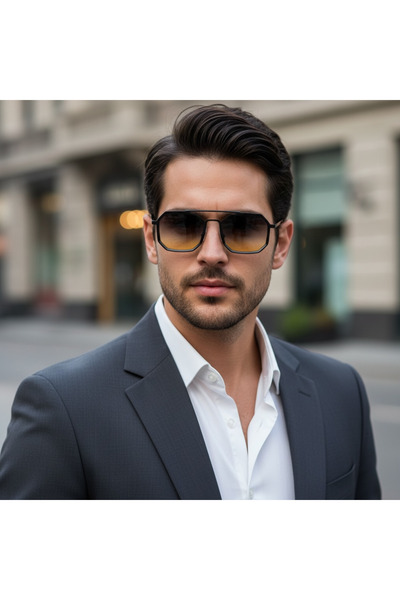 GLSVM UV400 | Çift Renk Cam Metal Çerçeve Gözlük | Polarized Unisex Güneş Göz...
