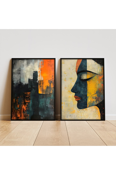 VIZIO Doua Lumi, set 2 tablouri abstracte inramate, pentru living, dormitor, ...
