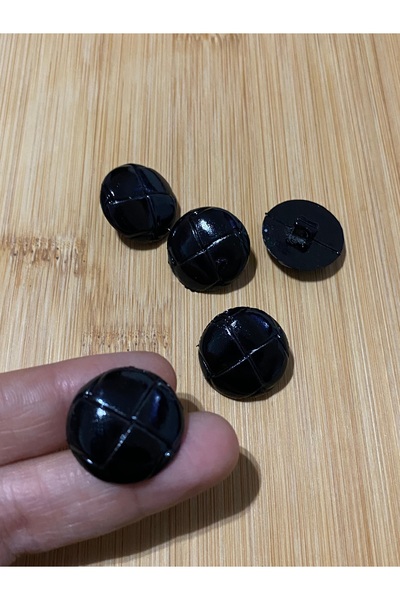 Lorin hobi Patterned Bottom Sewn Acrylic Button 21 mm 5 Pcs Black