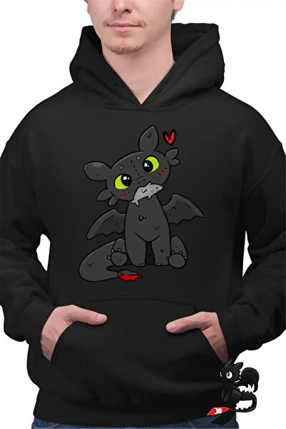 OEM Ανδρικό Φούτερ με Κουκούλα, Δράκος Αδόντης, Νυχτερινή Οργή, Πώς να εκπαιδ...