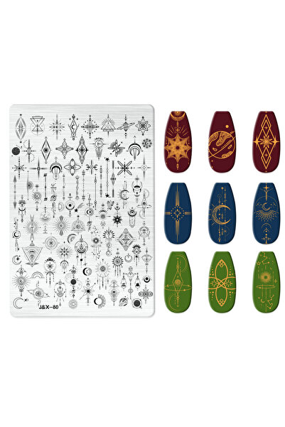 Choice30 JX-80 قوالب طباعة أظافر بتصميمات كرتونية، أوراق شجر، زهور، فراشات، خطوط