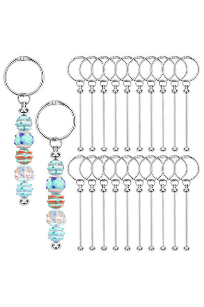 Choice 6PCS Silvery 6/12/24Pcs Beadable Keychain Bars Bulk Metal Keys Ring Be...