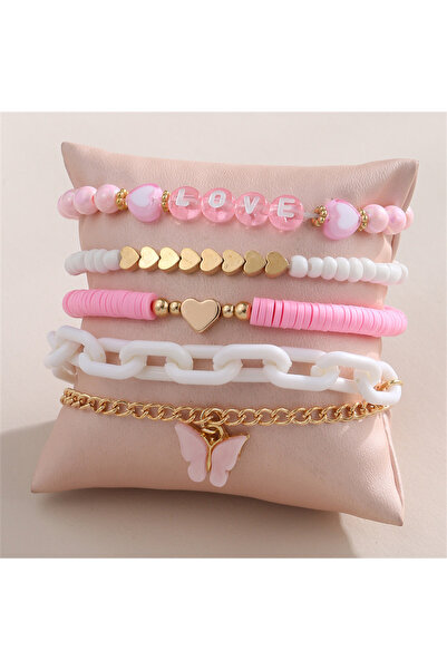 Choice Bracelet set 5pcs/set Everyday Cute Pink Kids Bracelet – Butterfly & L...