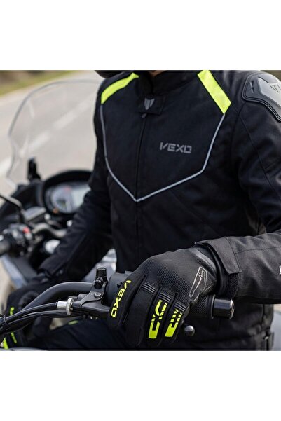 Vexo Aero Plus Summer Motorcycle Gloves Black-Neon Yellow