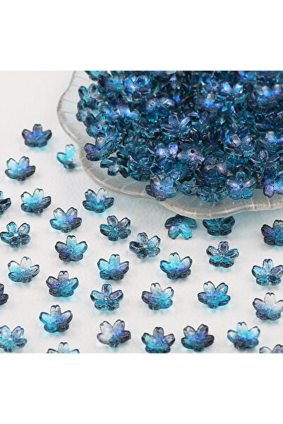 Choice 12mm 50pcs FZ516-11 12mm Glass Mini Cherry Blossom Beads with Blue Hol...