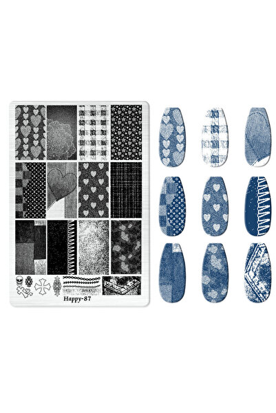 Choice14 HP-87 1PC Cartoon Bee Denim Snake Lace Bowknot Nail Stamping Plates ...