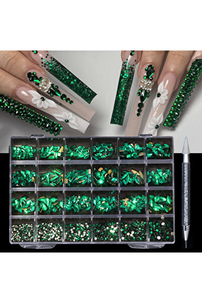 Choice1 03 Blackish Dreen 24 Grid Diamond Jewelry Set for Nail Art Decoration...