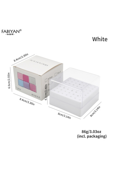 choice2 white 49 Holes Nail Drill Bits Storage Box Empty Box Nail Drill Displ...