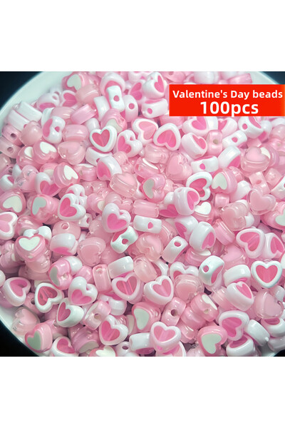 Choice1 Pink mixed 100pcs 8mm Pink Peach Heart Style Beads For Jewelry Making...