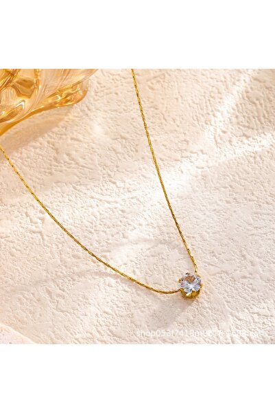 Choice 40cm golden Peri'sbox Dainty Minimalist Solitaire Zircon Charm Necklac...