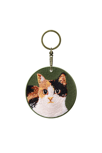 Choice1 Type M 1 Piece Double sides Embroidered Cat Patch Key Chain - Cute Pe...