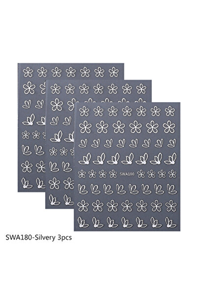 Choice1 SWA180-Silvery 3pcs 3pcs Bronzing Flower Nail Stickers Gold Silver Ho...