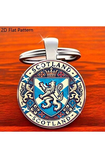 Choice 1pc 2D Flat, Scottish "SCOTLAND" Emblem Zinc Alloy Keychain - Stylish ...