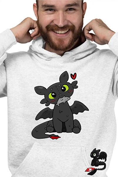 OEM Ανδρικό Φούτερ με Κουκούλα, Δράκος Αδόντης, Νυχτερινή Οργή, Πώς να εκπαιδ...