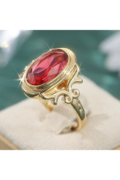 Choice3 10 Gold-color B497 Vintage Gorgeous Inlaid Oval Synthetic Ruby Golden...