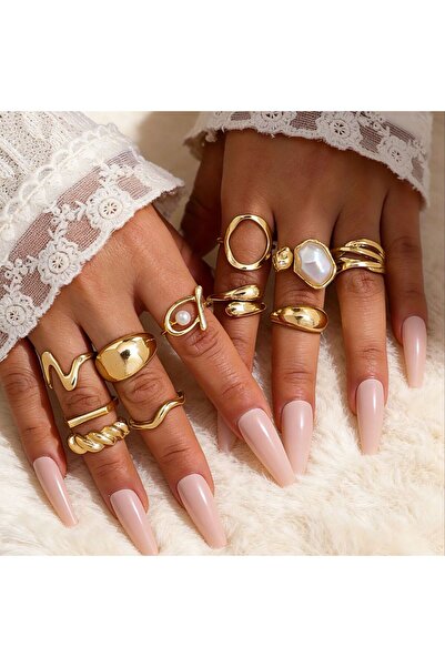Choice J3032-1 11pcs Punk Style Rings Set, Vintage Geometric Rings Set, Fashi...