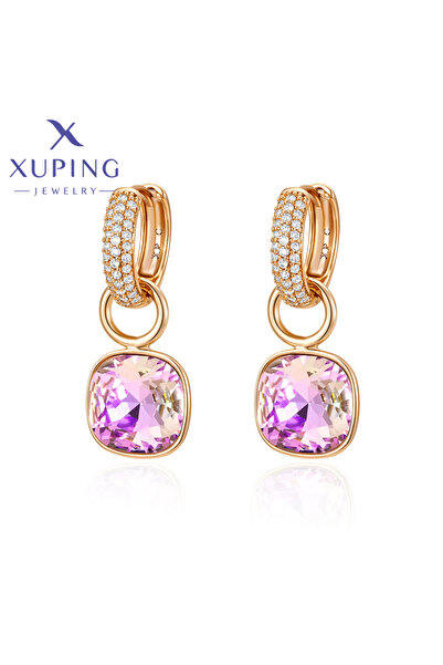 Choice Gold-color Xuping Jewelry Fashionable Exquisite Square Gold Color Crys...