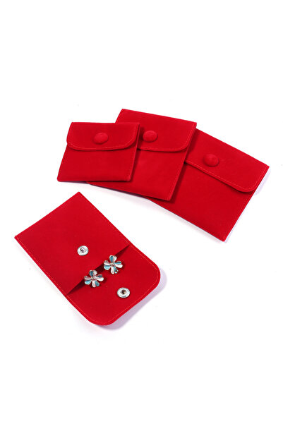 Choice9 7X7mm Red Velvet Jewelry Packaging Bag Soft Snap Button Pouch Gifts P...