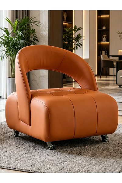 Vitakit Ergonomic Cat Scratch Resistant Leather Dining Chair, Thick High Resilience Cushion Solid Wood Home Leisure Armchair For Bedroom Living Room
