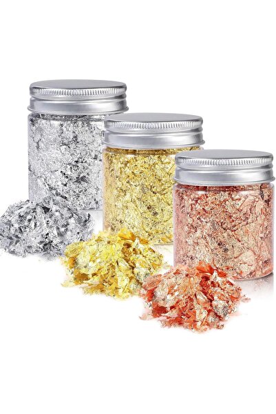 Arabest 3Pcs Gold,Silver & Copper Foil Flakes,3g for Painting,Crafts & DIY Re...