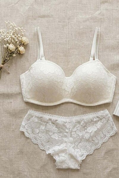 lamelif Σουτιέν Lotus με αφαιρούμενη ζώνη και λειτουργία συγκράτησης, Σετ Εκρού