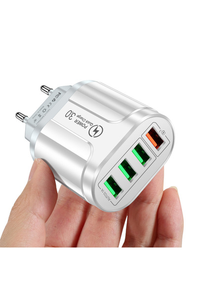 Choice3 EU White 48W Fast Chargers EU/US Plug 4 Ports USB Charger Quick Charg...