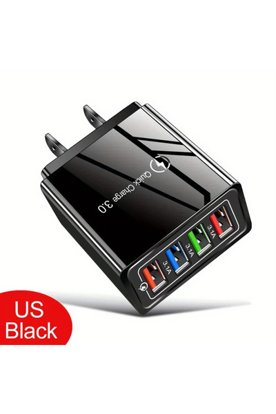 Choice US BLACK EU US Plug 3A USB Charger Multi Port 4 USB Quick Charge 3.0 F...