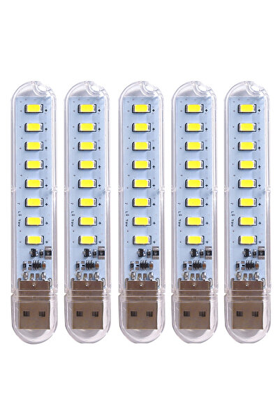 Choice1 5 قطع من مصابيح LED بيضاء محمولة بـ 8 مصابيح، إضاءة ليلية دافئة بيضاء...