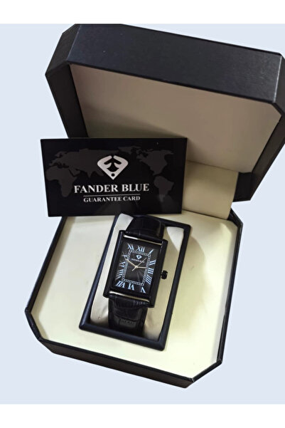FANDER BLUE Modern Watch with Leather Strap and Transparent Dial with Modern ...