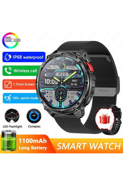 Choice3 ساعة ذكية T-Rex3 Pro جديدة لعام 2026 بحزام شبكي أسود وبطارية 1100 ملل...