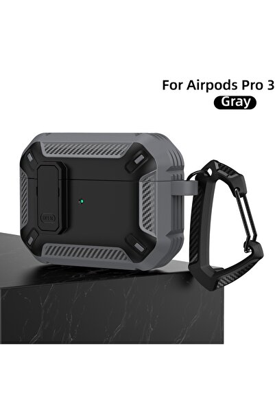 Choice9 غطاء حماية رمادي اللون لسماعات AirPods Pro 3 موديل 2026 مع قفل أمان ل...