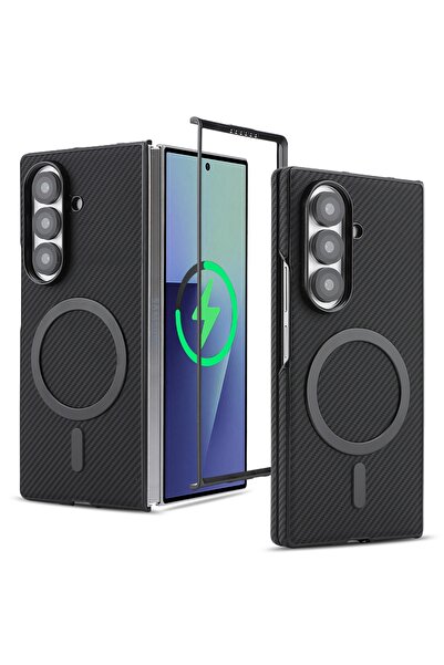 Choice22 غطاء هاتف بنمط ألياف الكربون الأسود لـ Galaxy Z Fold5، متوافق مع Z F...