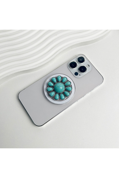 Choice9 CX21-08 Luxury Turquoise Socket Grip Lazy Bracket Talk Grip For Magsa...
