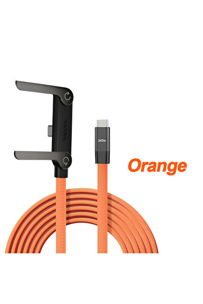 Choice1 Orange 2-IN-1 Type-C Cable Foldable Mobile Phone Holder 240W Fast Cha...