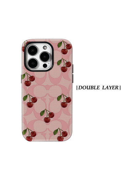 choice2 جراب هاتف FR IPHONE17PROMAX وردي شبكي بتصميم الكرز، جراب مغناطيسي لها...