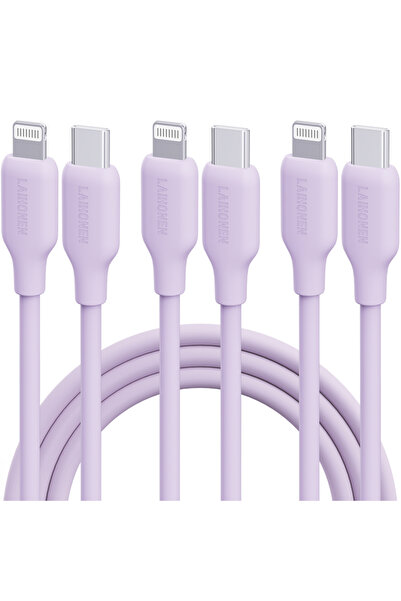 Choice كابل شحن سريع USB-C إلى Lightning بطول 1 متر، 3 قطع، لون بنفسجي، 27 وا...