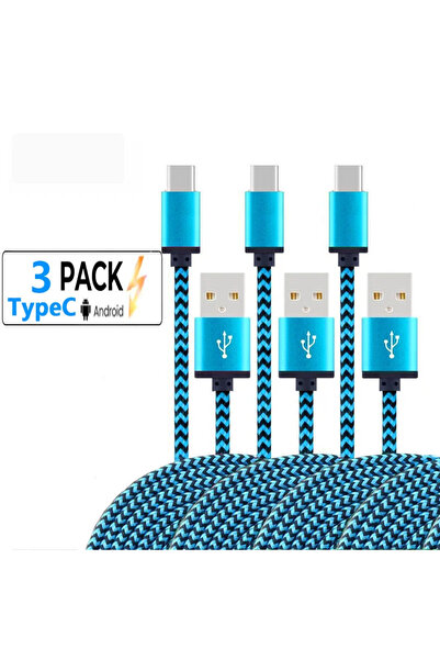 Choice كابل USB من النوع C بطول 1 متر، 3 قطع، لمزامنة البيانات، شحن سريع 2.4 ...